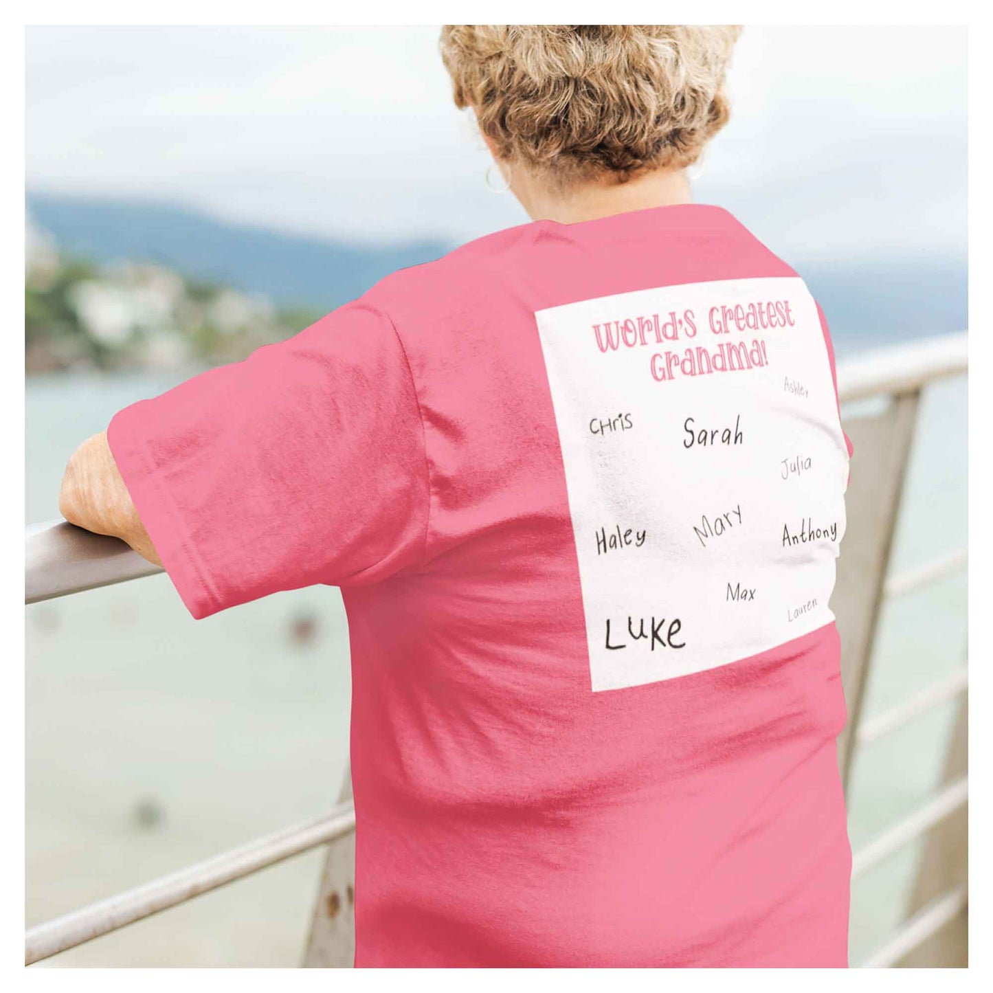 World's Greatest Grandma Autograph Women's Pink T-Shirt - Family Collection