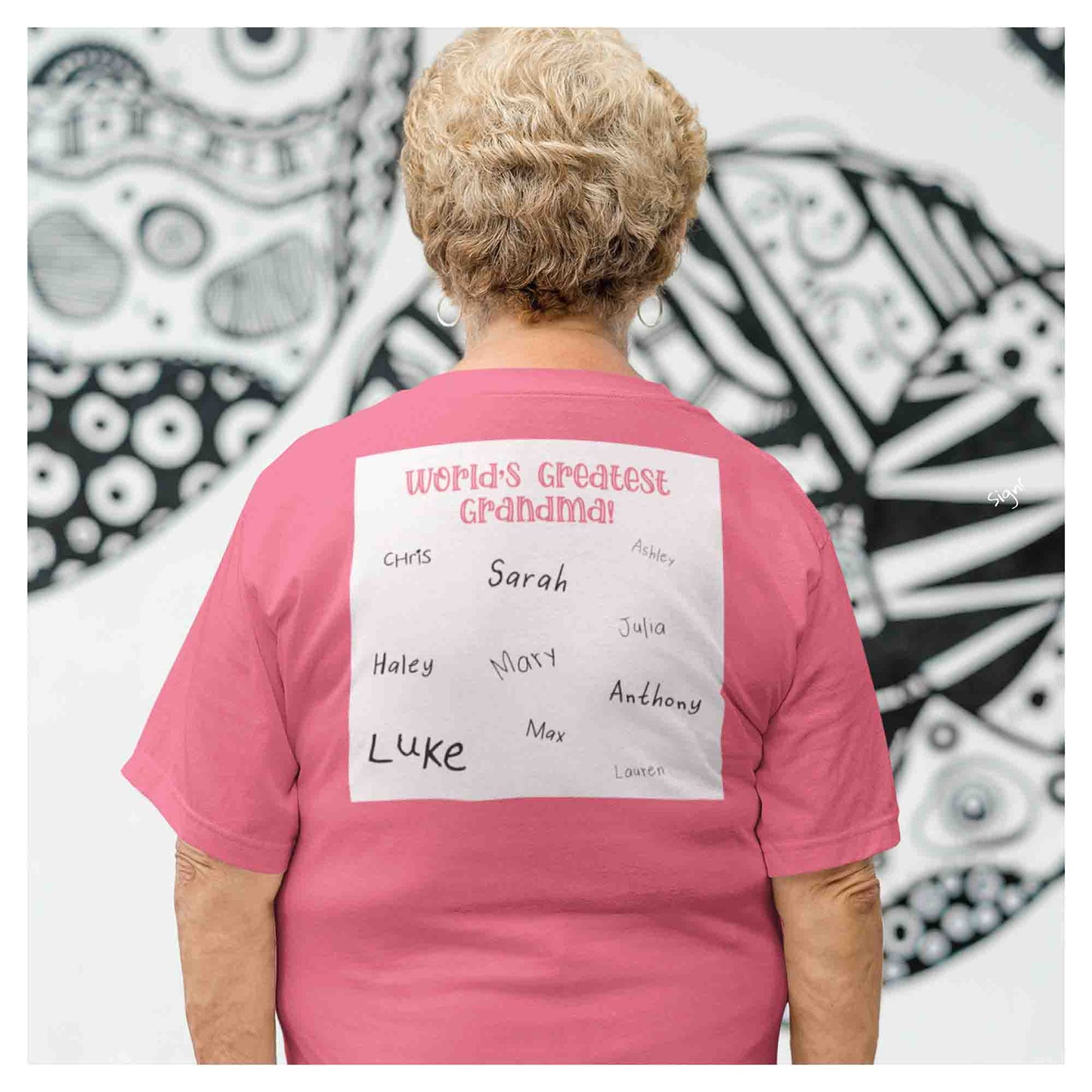 World's Greatest Grandma Autograph Women's Pink T-Shirt - Family Collection