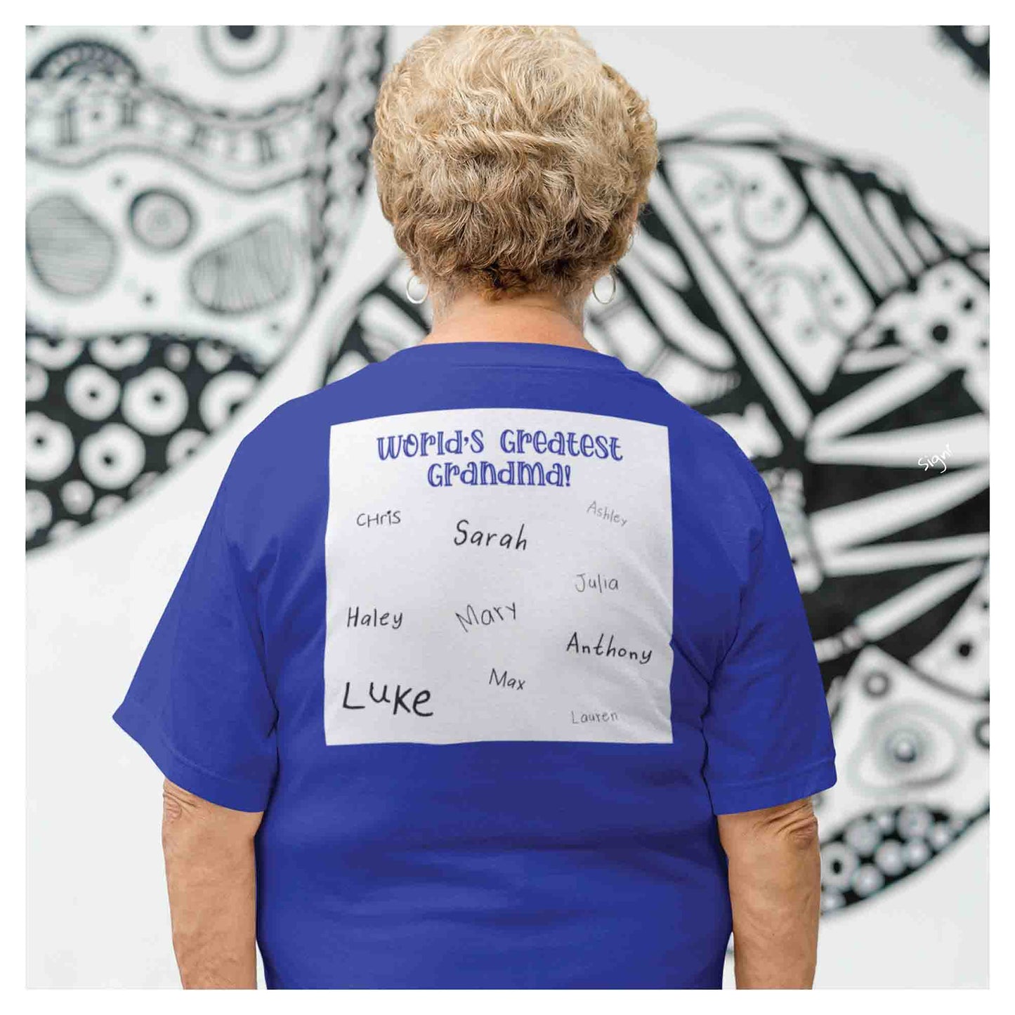 World's Greatest Grandma Autograph Women's Royal Blue T-Shirt - Family Collection