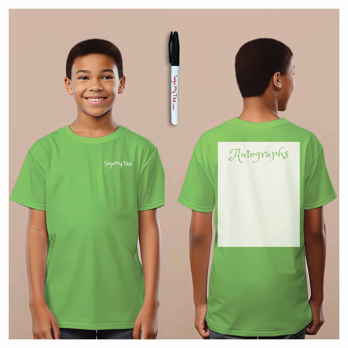 Magic Adventure Autographs Boy's Lime Green T-Shirt - Theme Park Collection