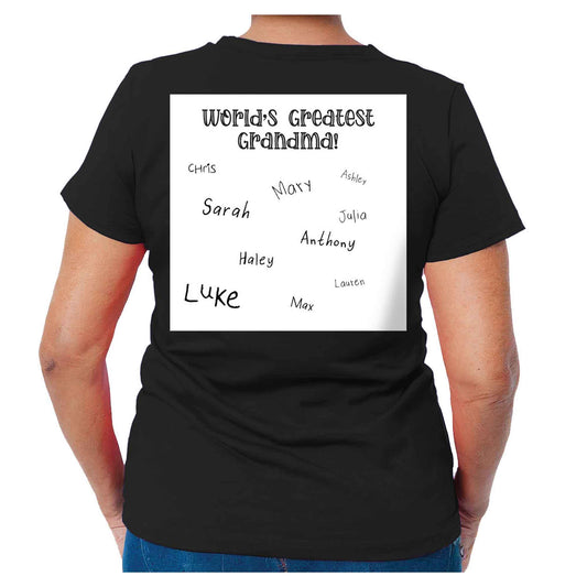 World's Greatest Grandma Autograph Women's Black T-Shirt - Family Collection