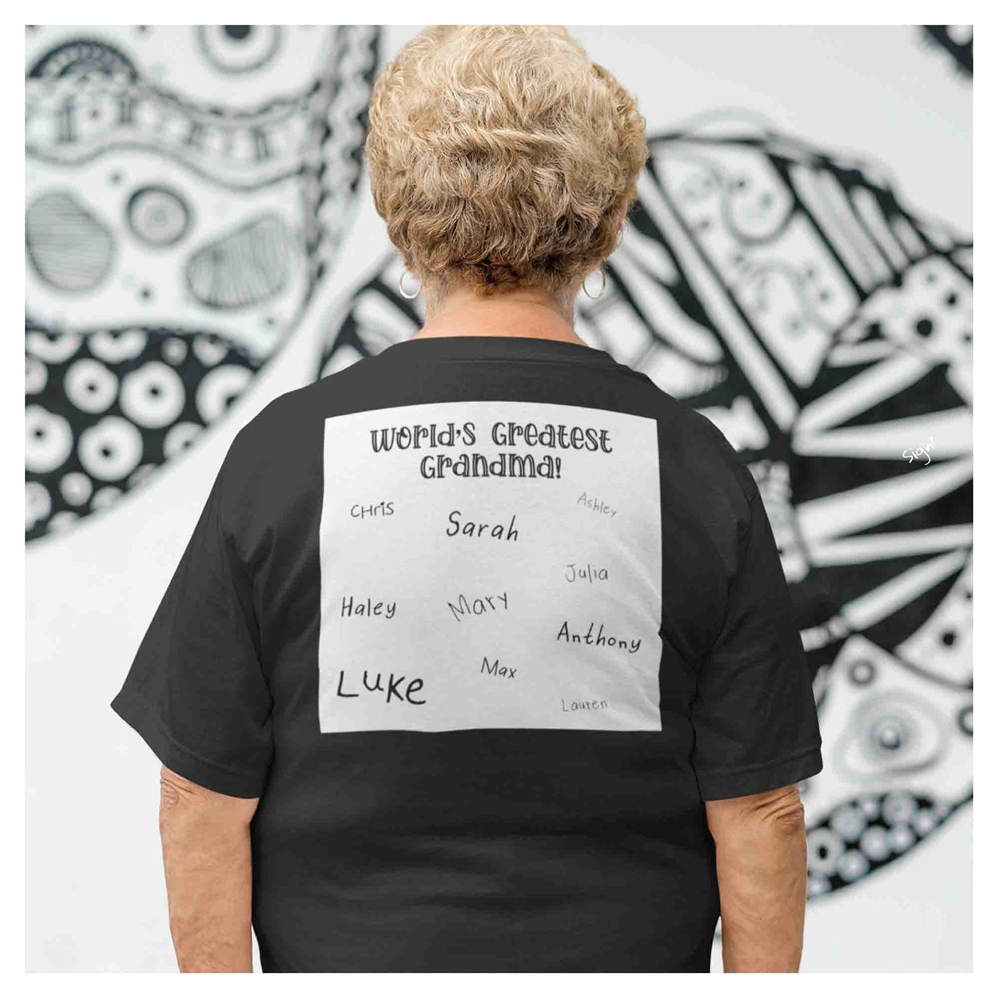 World's Greatest Grandma Autograph Women's Black T-Shirt - Family Collection
