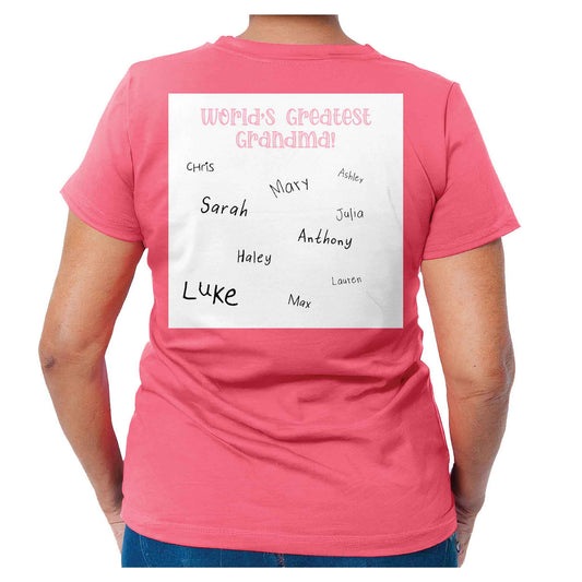 World's Greatest Grandma Autograph Women's Pink T-Shirt - Family Collection