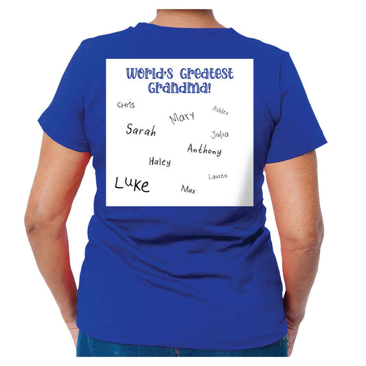 World's Greatest Grandma Autograph Women's Royal Blue T-Shirt - Family Collection