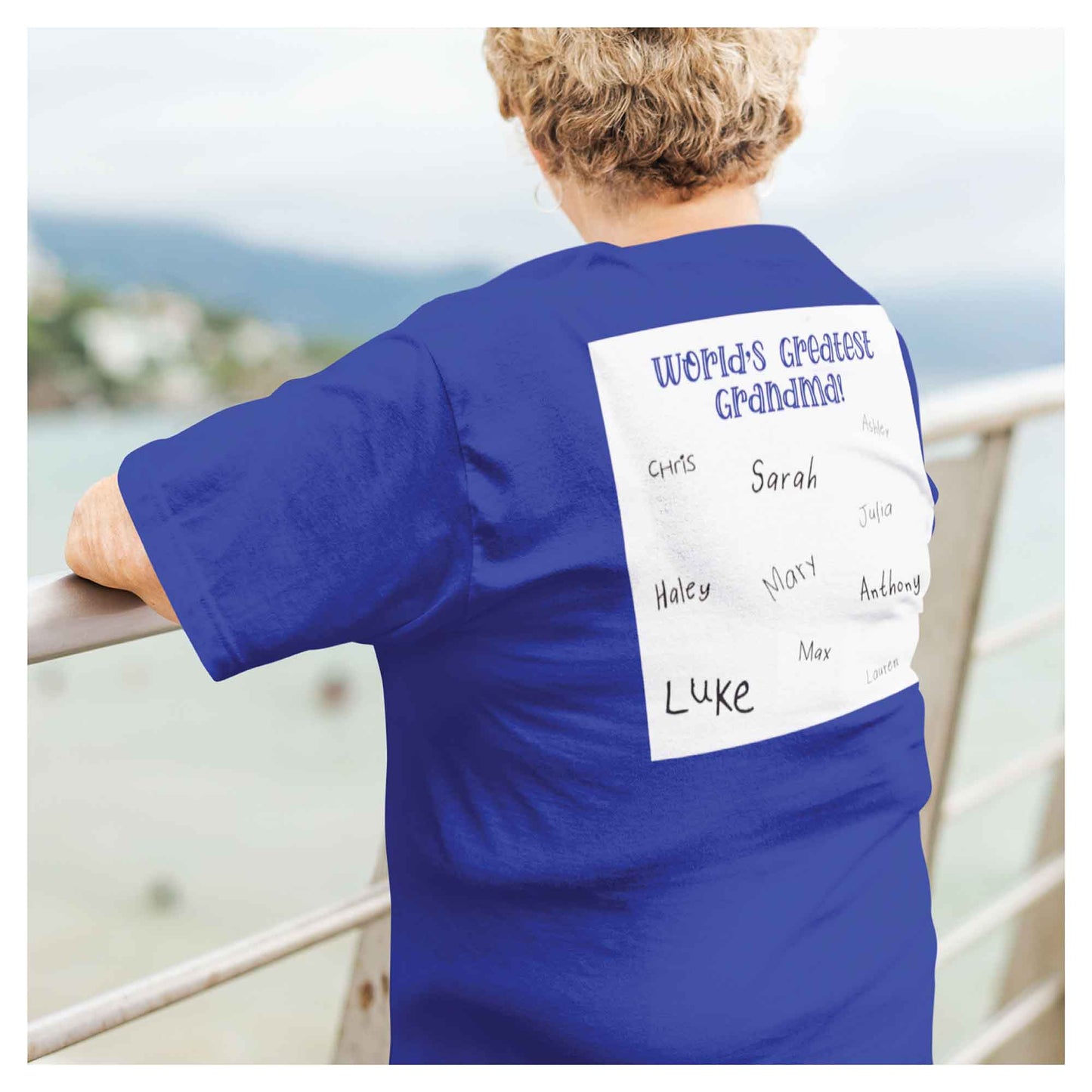 World's Greatest Grandma Autograph Women's Royal Blue T-Shirt - Family Collection
