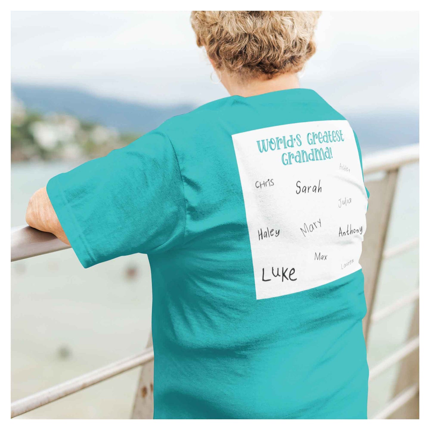 World's Greatest Grandma Autograph Women's Light Blue T-Shirt - Family Collection