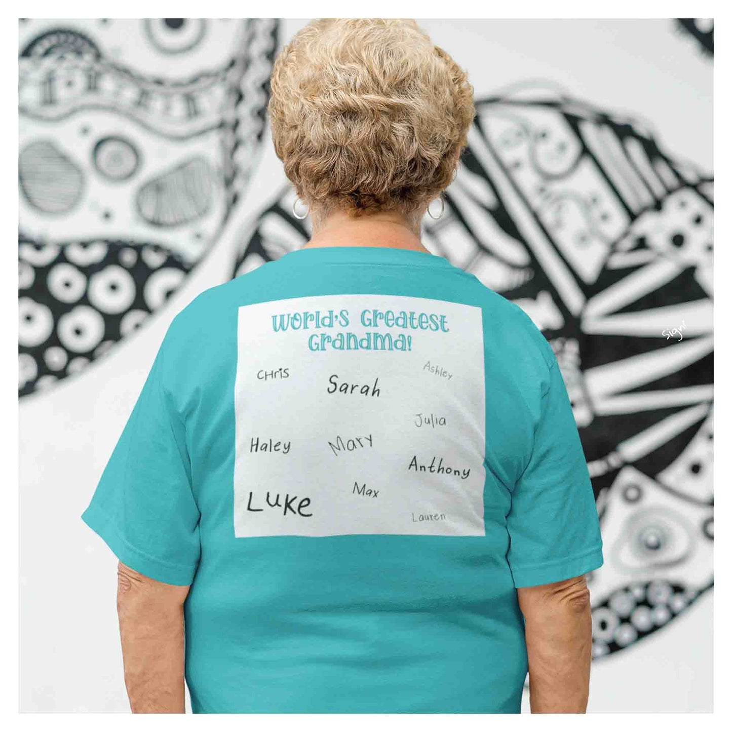 World's Greatest Grandma Autograph Women's Light Blue T-Shirt - Family Collection