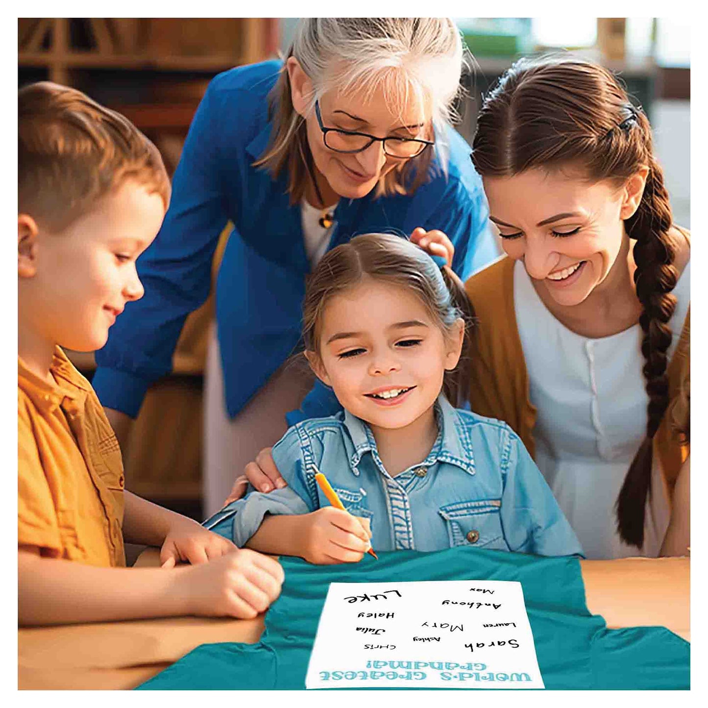 World's Greatest Grandma Autograph Women's Light Blue T-Shirt - Family Collection