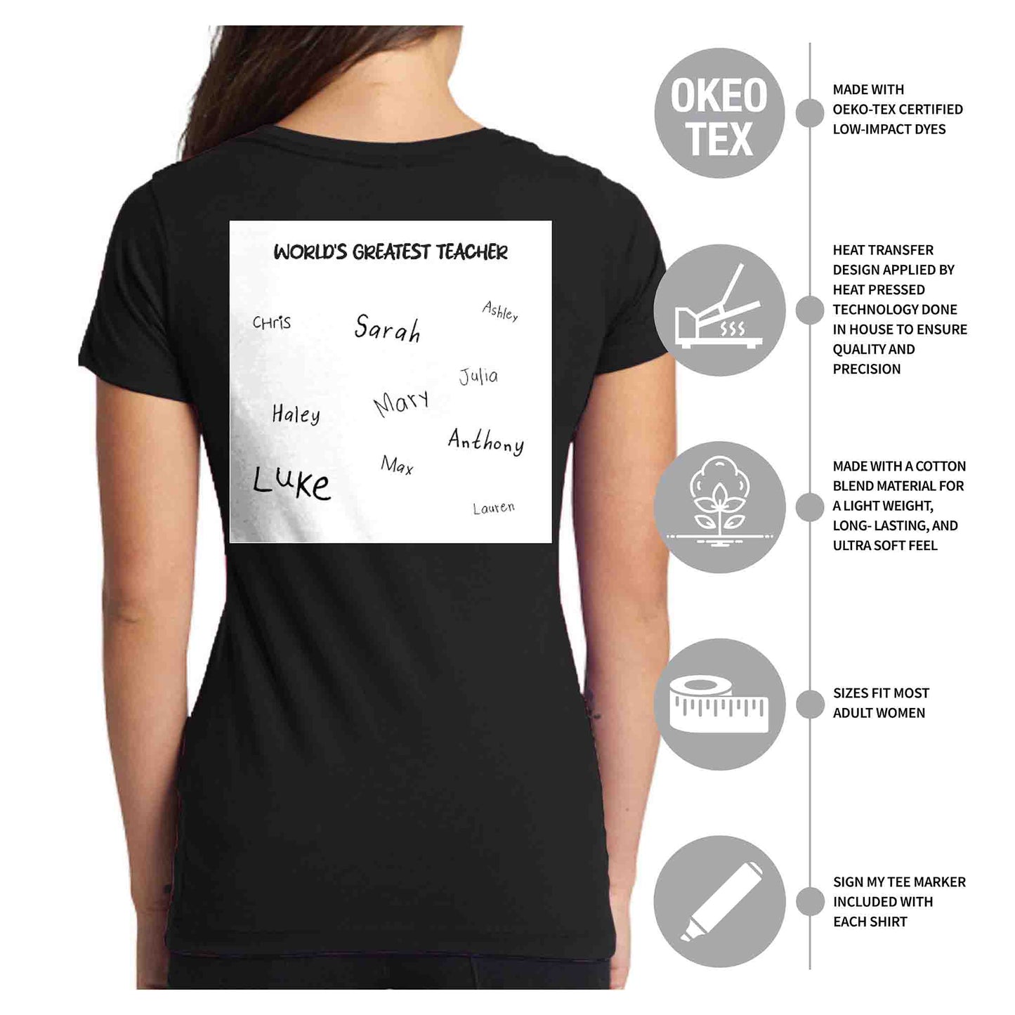 World's Greatest Teacher Autograph Women's Black T-Shirt - School Collection