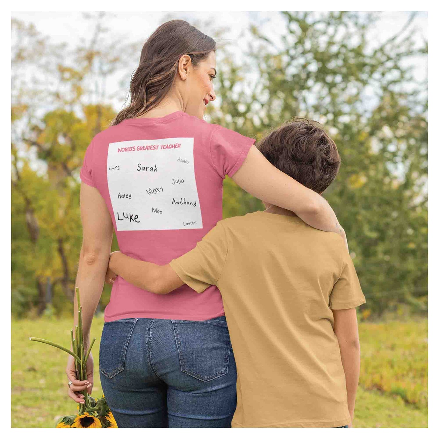 World's Greatest Teacher Autograph Women's Pink T-Shirt - School Collection